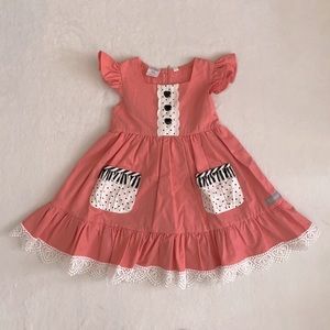 Zoe Addelyn | Flutter Sleeve Heart Lace Trim Cotton Dress (4)